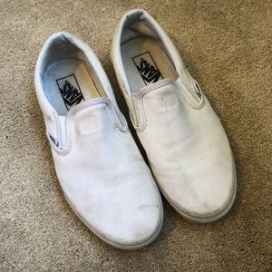 All white, slip-on vans